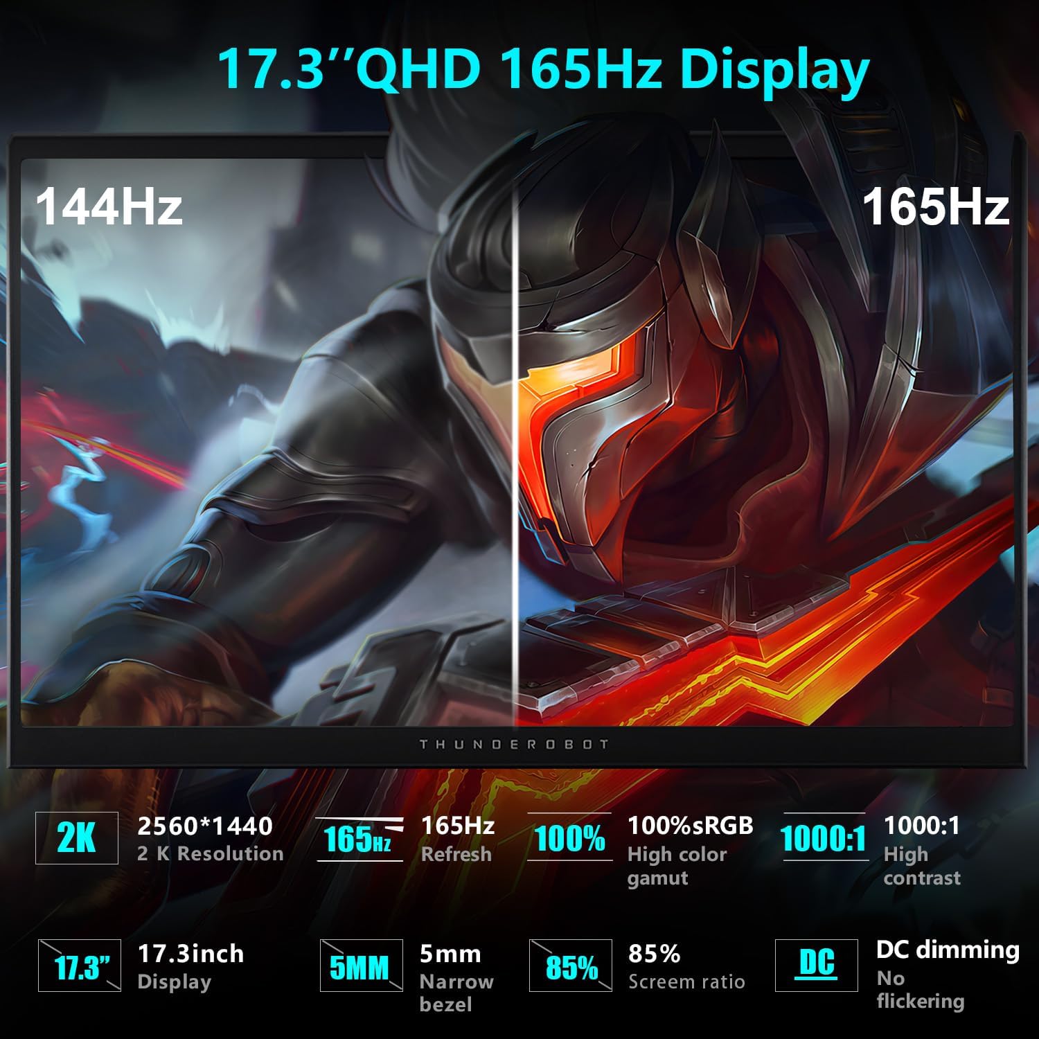 Thunderobot Storm 17 5070 Gaming Laptop, 17.3" QHD 165Hz 2K Display, Core i7-13620H, GeForce RTX 5070, 32GB DDR5 RAM, 2TB SSD, RGB Backlit Keyboard, HDMI, Wi-Fi 6, Win11 Home - Image 4