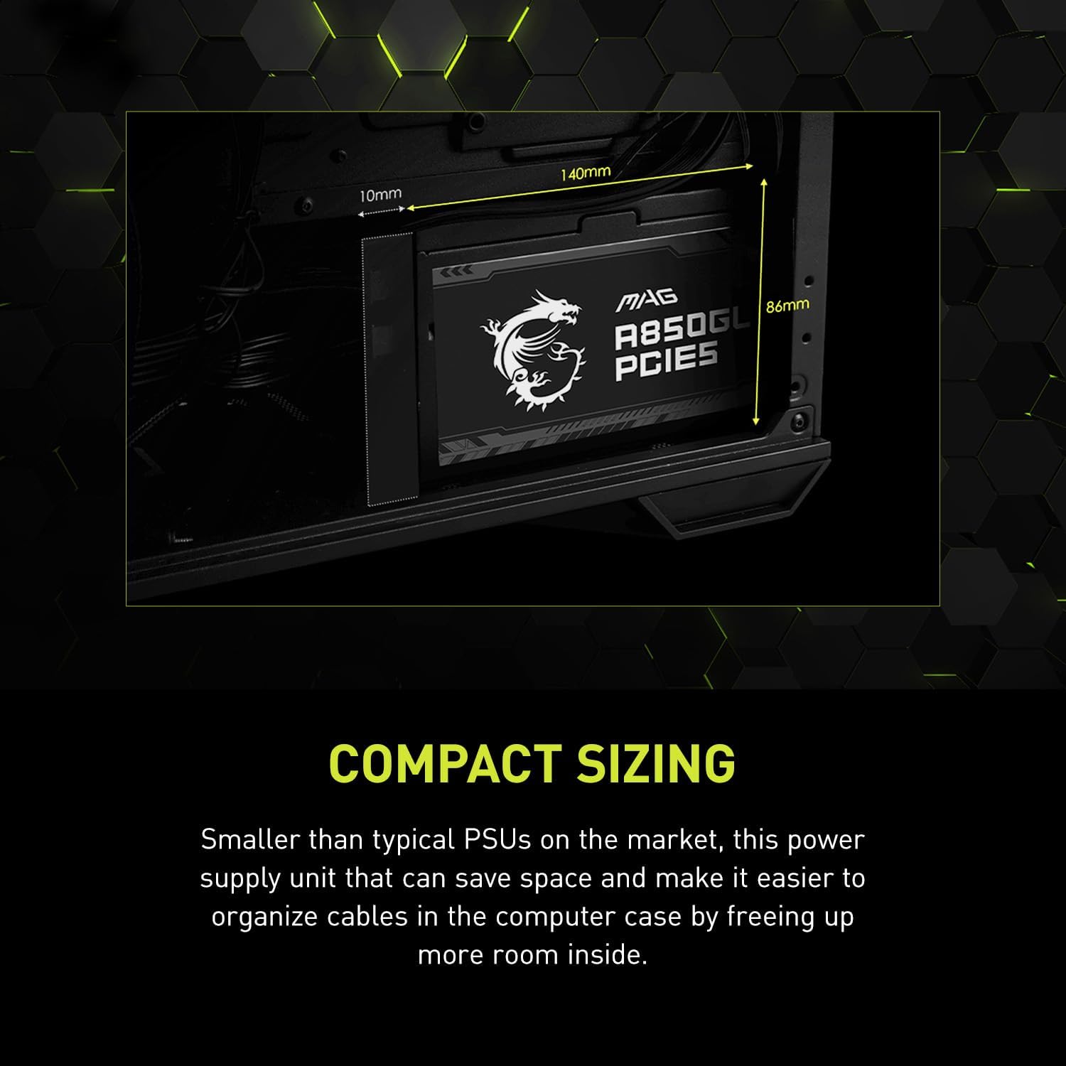 MSI MAG A850GL PCIE5, Fully Modular Compact Gaming 850W Power Supply, 80+ Gold, ATX 3.1 & PCIe 5.1 Ready, Native Dual-Color 12V-2x6 Cable, 10 Year Warranty - Image 10